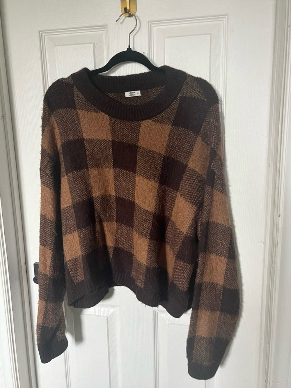 Ardene Brown Checkered Plaid
Crewneck Sweater - Size Medium